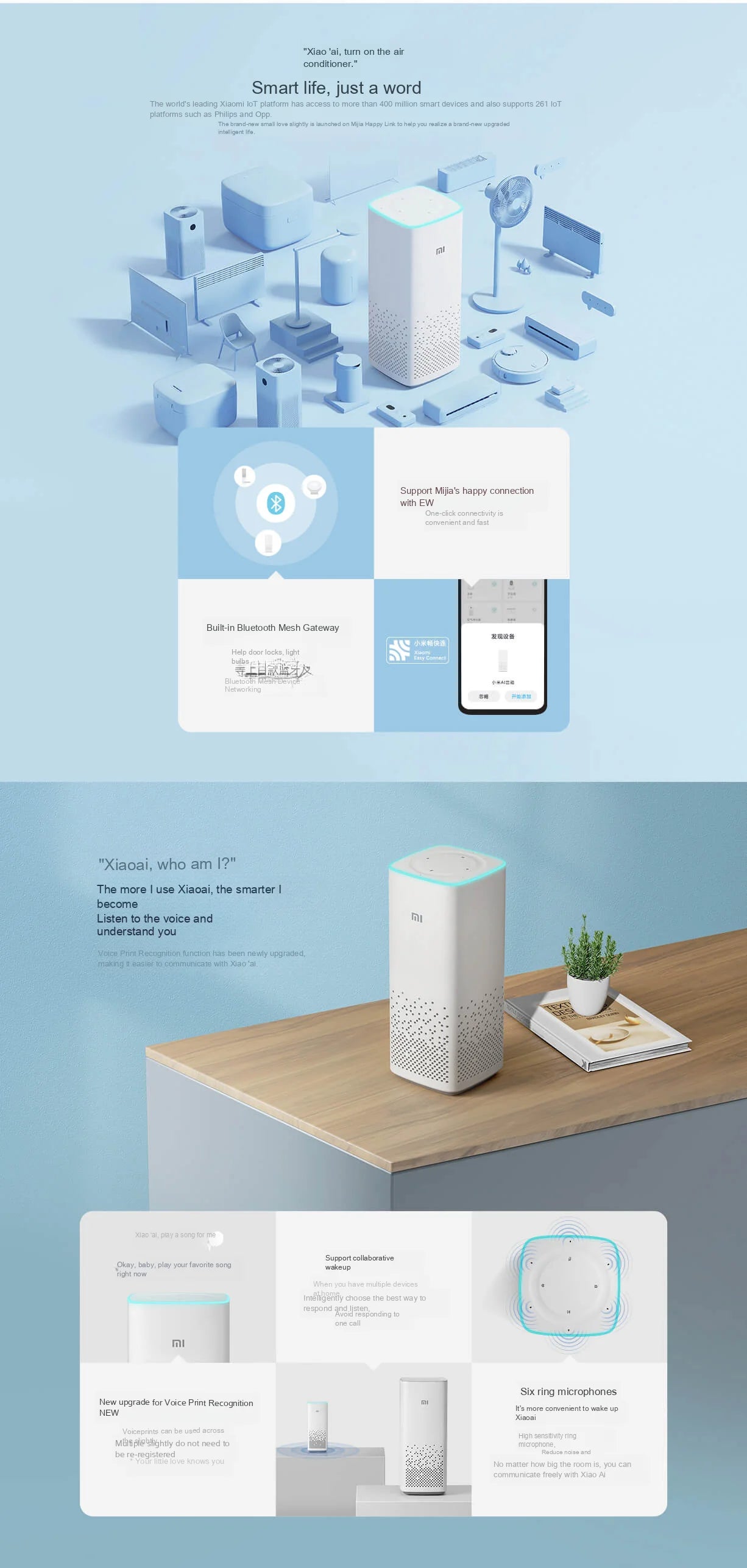 Xiaomi-altavoz AI Original, 2. ° Kit, altavoz inteligente inalámbrico, Control por voz AI, sincronización multidispositivo para hogar inteligente, Robot aspirador multicámara