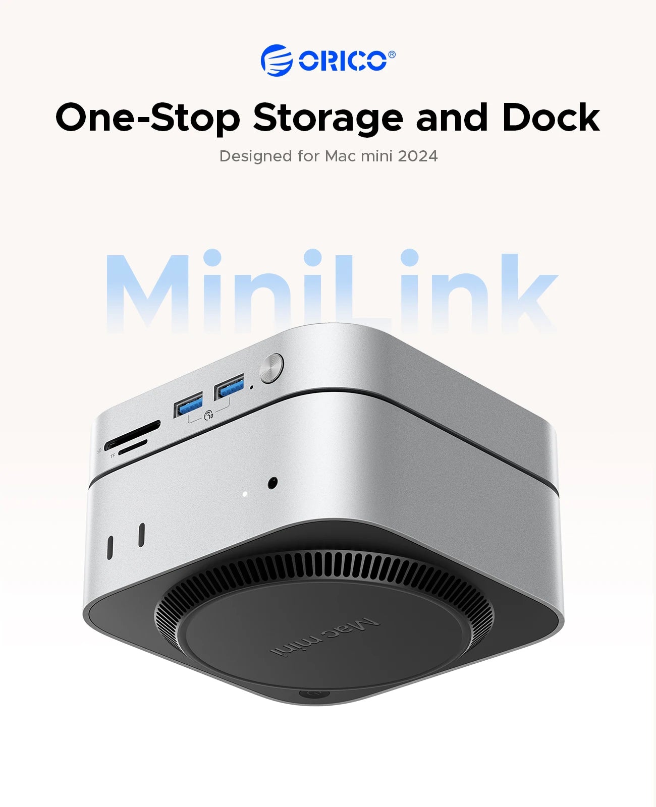 ORICO MiniLink USB C carcasa de disco duro acoplamiento convertidor de interfaz múltiple SD/TF 4,0 transferencia USB4 diseñada para MacMini M4 Dock