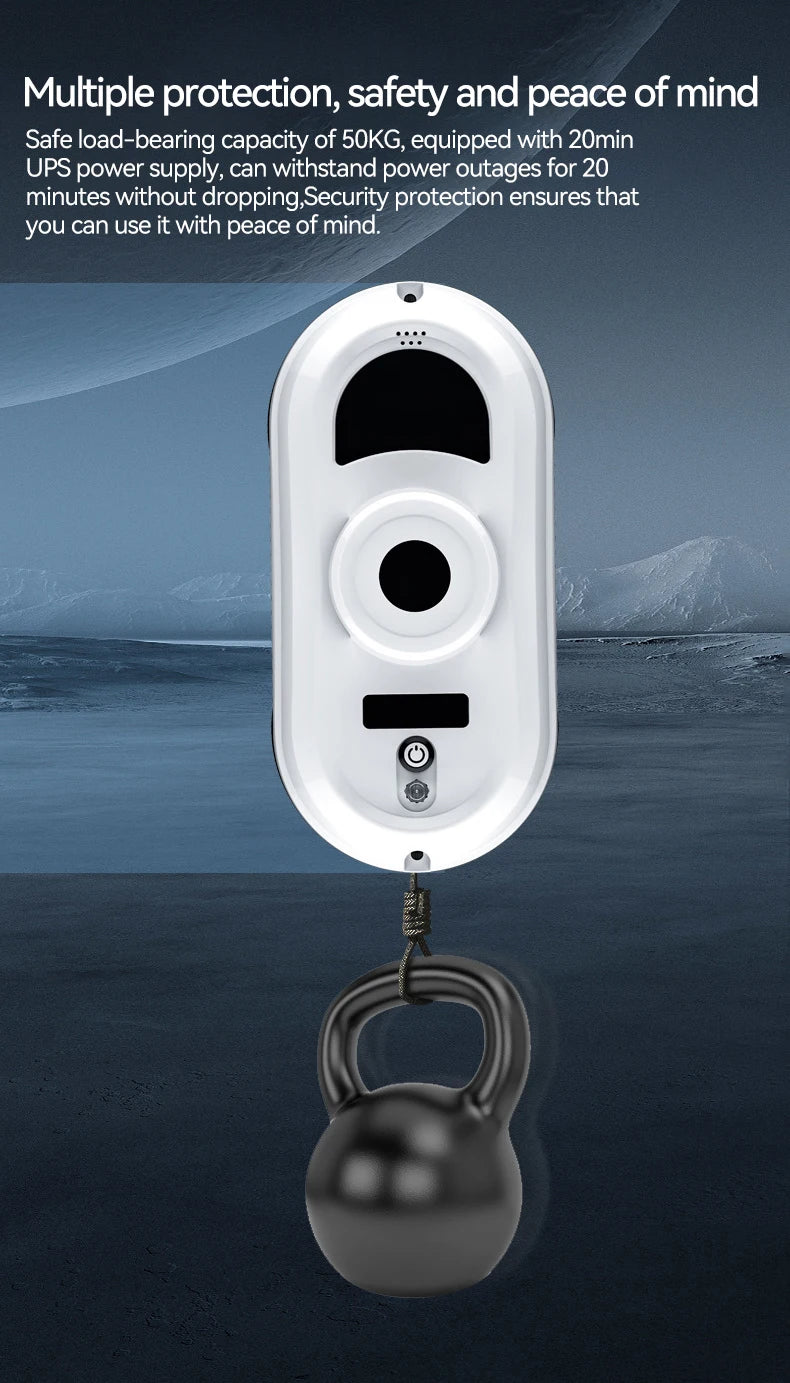DIVEDEER-Robot de limpieza de ventanas sin pulverización de agua, máquina de limpieza con Control remoto inalámbrico de vidrio de succión inteligente anticaída