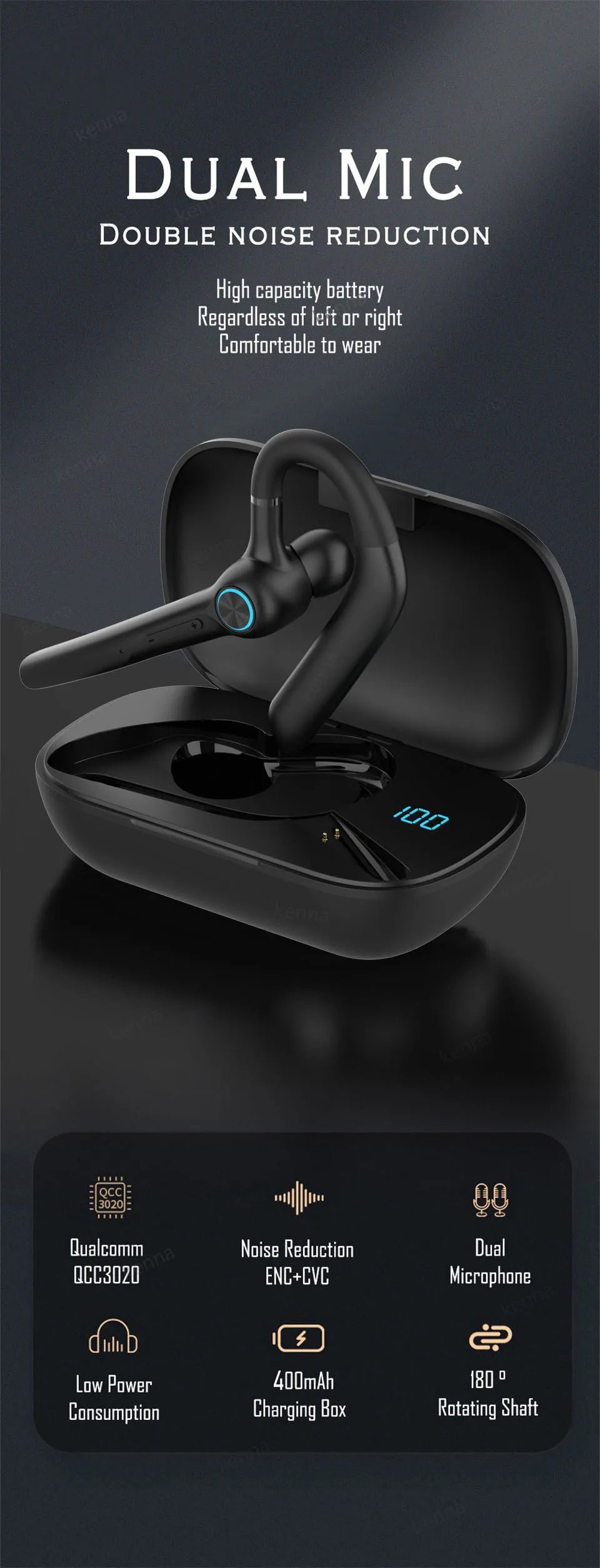 Auriculares inalámbricos Con micrófono, cascos Con Bluetooth, Con micrófono