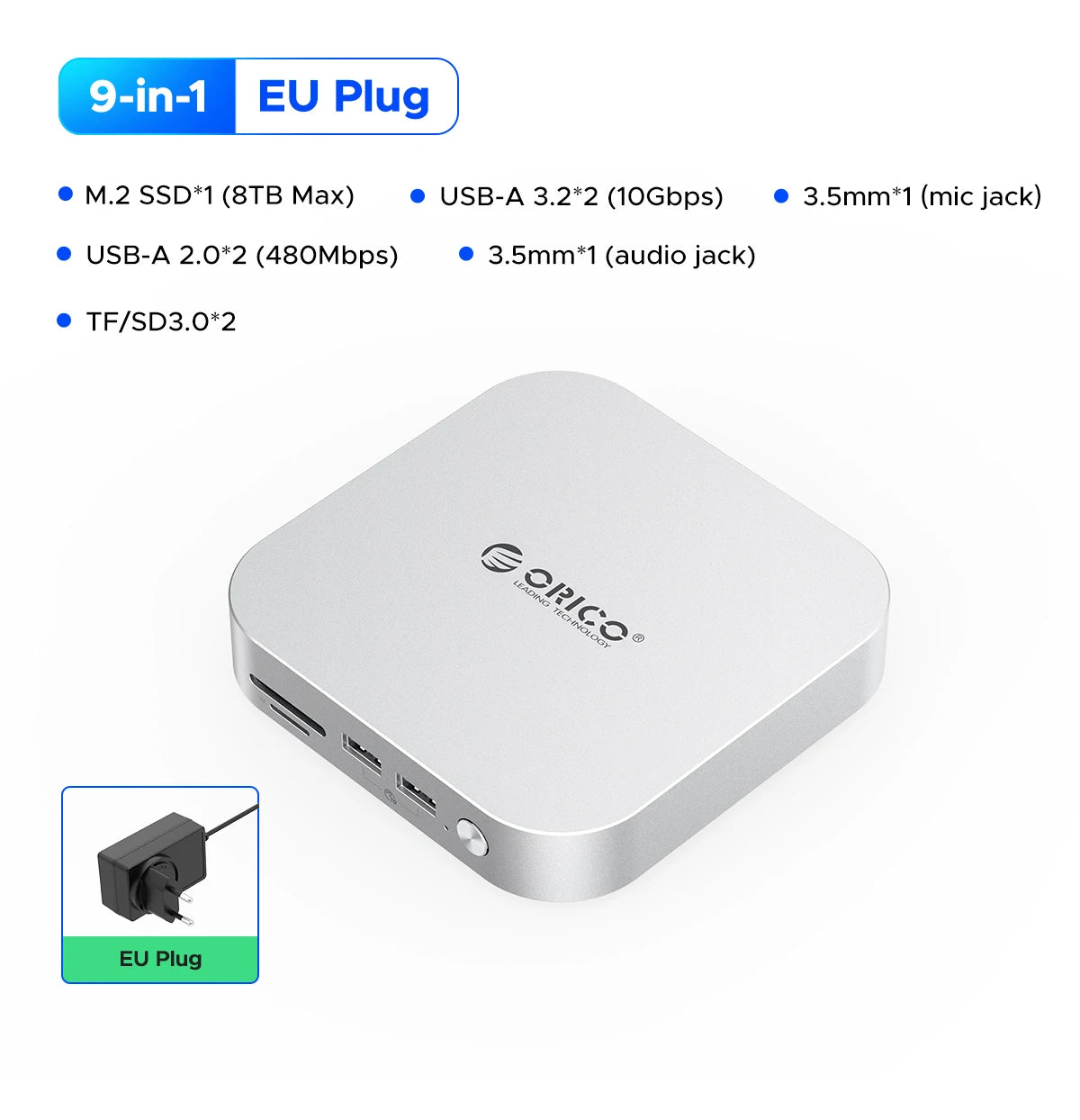 ORICO MiniLink USB C carcasa de disco duro acoplamiento convertidor de interfaz múltiple SD/TF 4,0 transferencia USB4 diseñada para MacMini M4 Dock