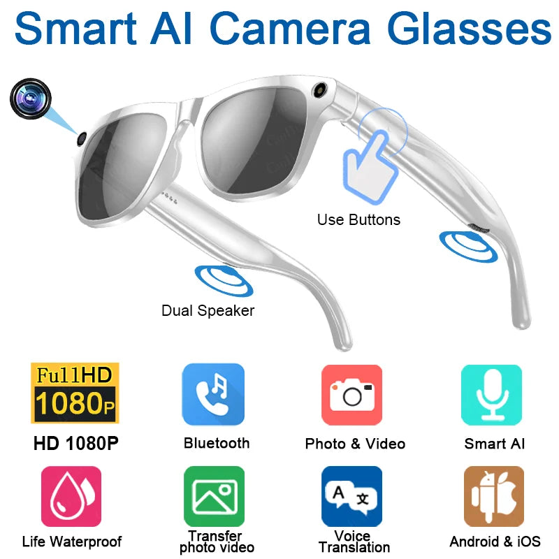 Xiaomi 4K HD AI gafas inteligentes Chat GPT 100MP cámara Bluetooth llamada 260Mah batería asistente de voz Control gafas inteligentes 2025