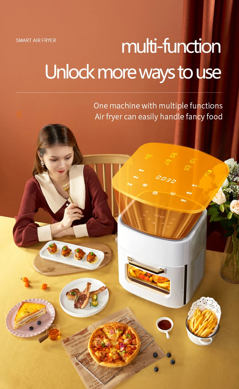 Freidora de aire multifunción sin aceite de 15L, horno doméstico, nueva freidora automática inteligente multifunción de gran capacidad para patatas fritas