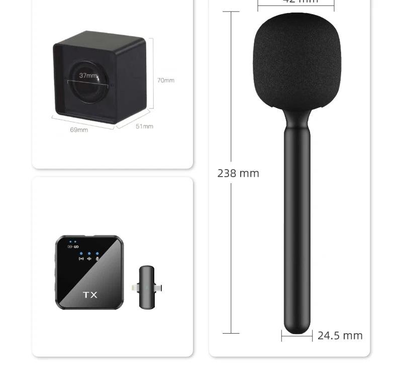 NUNAVO Microfono inalambricos entrevista profesional micrófono inalámbrico micrófono mango adaptador micrófono adaptador de mano teléfono inteligente