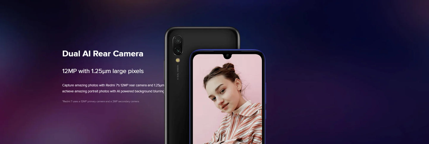 Teléfono móvil Xiaomi Redmi 7 con funda para teléfono, teléfono móvil Dual SIM Solt, teléfono móvil Android, cámara Dual, teléfono usado