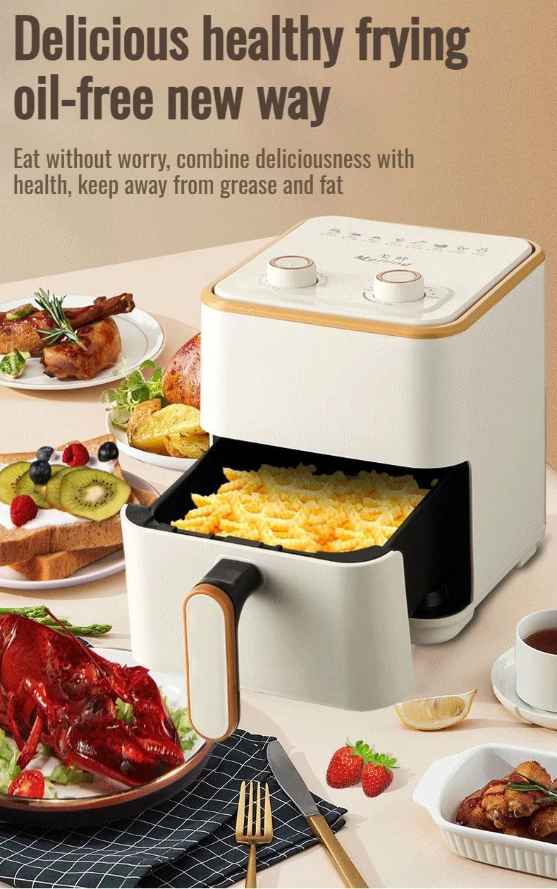 Freidora de aire de 3,2l, freidora eléctrica para cocinar, gran capacidad, máquina para freír francesa inteligente sin aceite, horno, cocina automática 360 ° Hornear