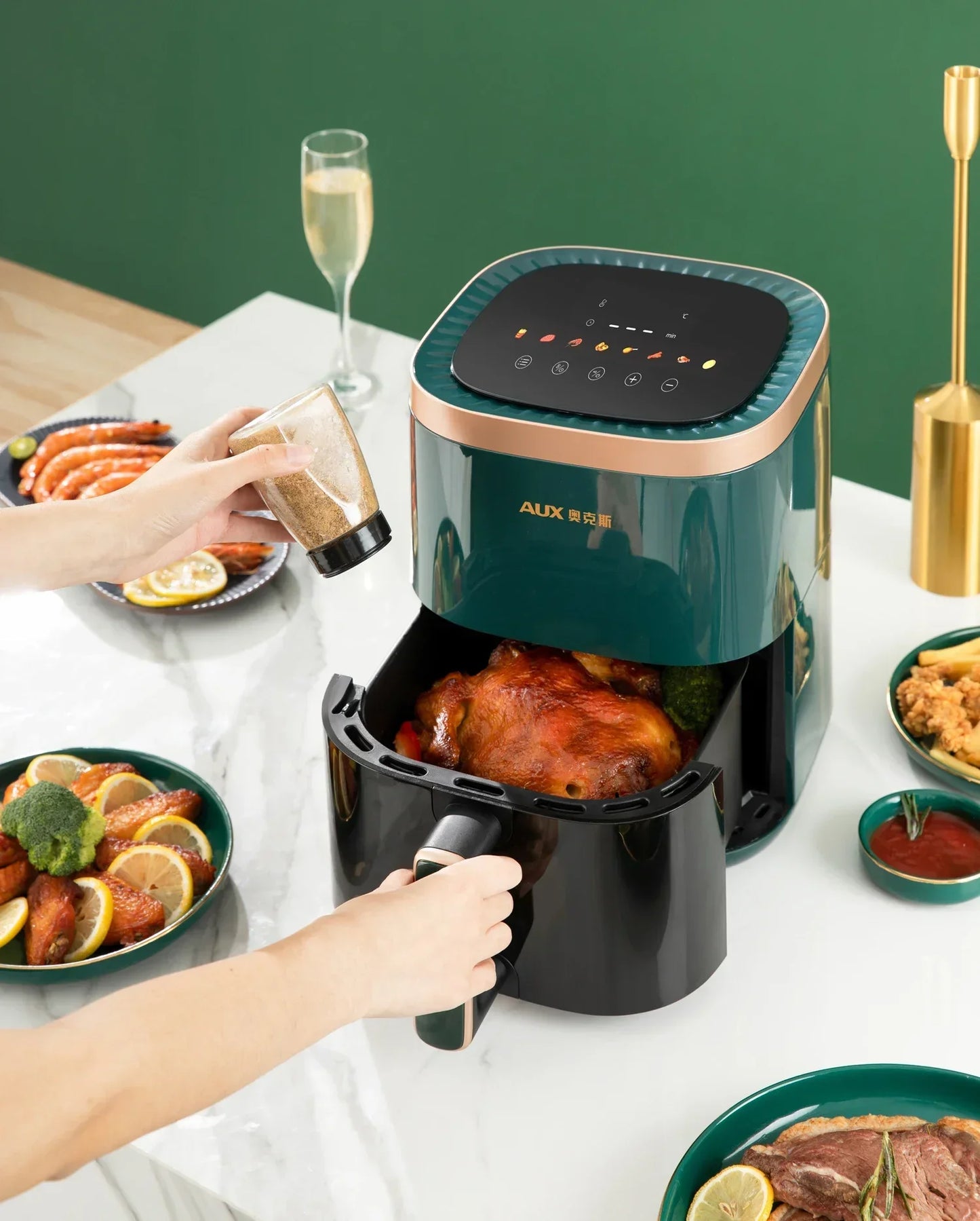 Modelo de freidora de aire AXA de 220 V: horno freidora de aire todo en uno con fritura automática inteligente, multifuncional y sin aceite C