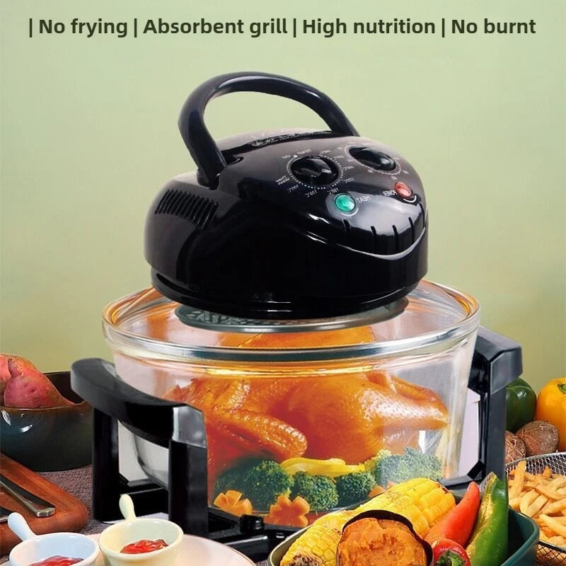 Freidora de aire de 12L, freidoras eléctricas sin aceite, horno automático Visible para el hogar, freidora multifuncional, sartén para patatas fritas de 220V