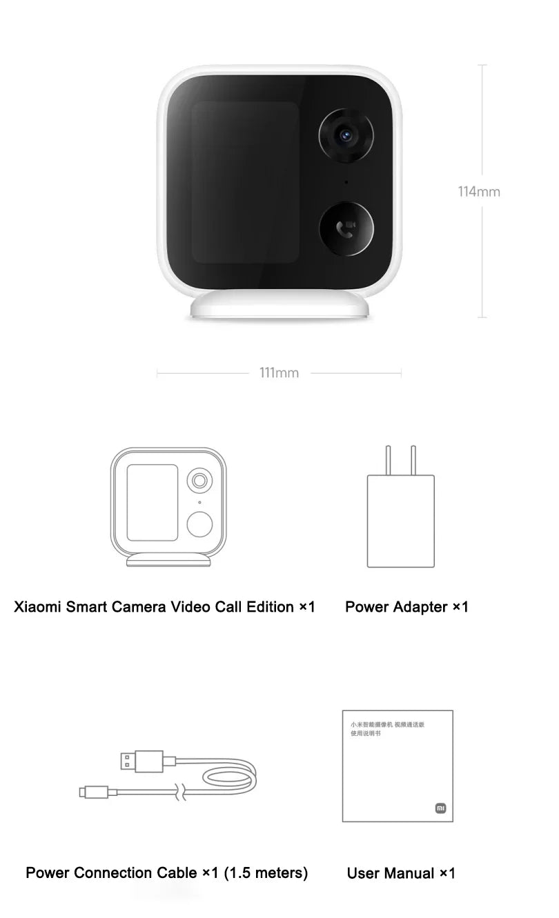 XIAOMI Cámara inteligente Edición de videollamada, pantalla grande de 3,5 pulgadas, 4MP 2,5 K, monitor de bebé de seguridad para el hogar, versión china con adaptador