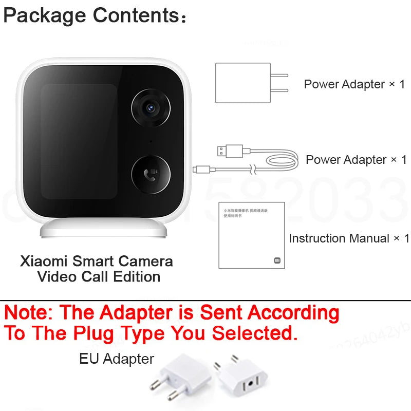 XIAOMI Cámara inteligente Edición de videollamada, pantalla grande de 3,5 pulgadas, 4MP 2,5 K, monitor de bebé de seguridad para el hogar, versión china con adaptador