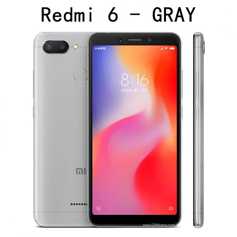 Original Xiaomi Redmi 6 4GB 64GB 13000mAh 6,6 pulgadas celular googleplay huella digital octa-core Global Rom 4G Smartphone