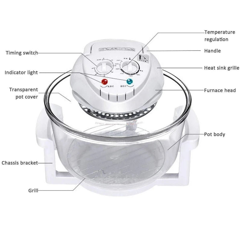 Freidora de aire de 12L, freidoras eléctricas sin aceite, horno automático Visible para el hogar, freidora multifuncional, sartén para patatas fritas de 220V