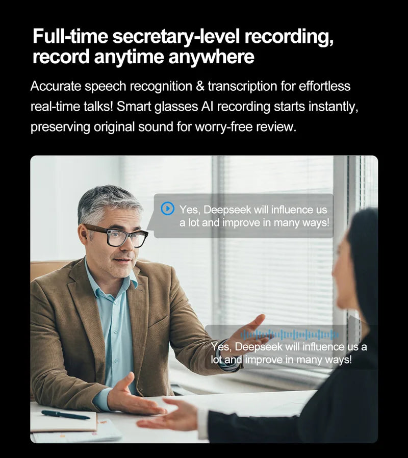 Gafas inteligentes Xiaomi para grabar vídeos, reconocimiento de fotos Ai, traducción de respuesta, batería grande, gafas Bluetooth impermeables Ip65