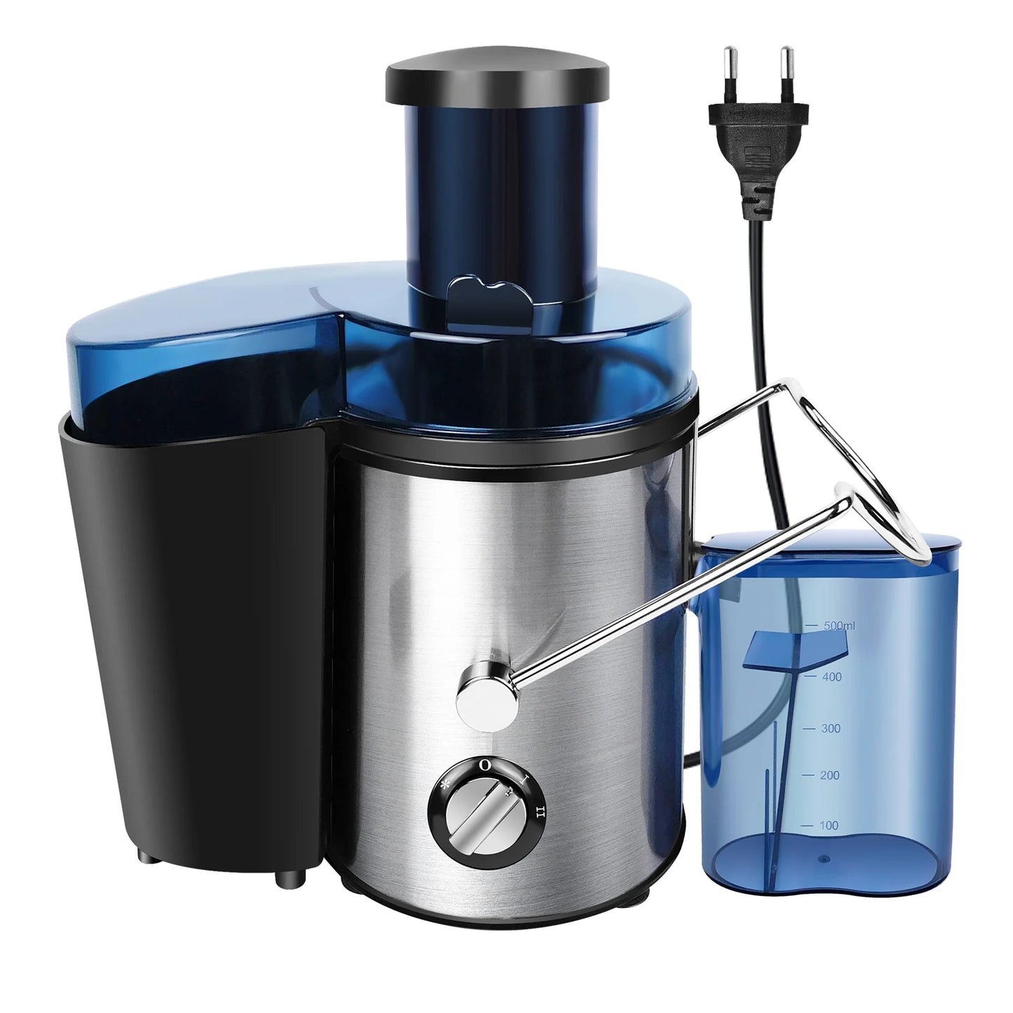 DayPlus Exprimidor, exprimidor centrífuga 900w de frutas y verduras enteras, exprimidor de 2 velocidades de 65 mm de ancho, 500ml