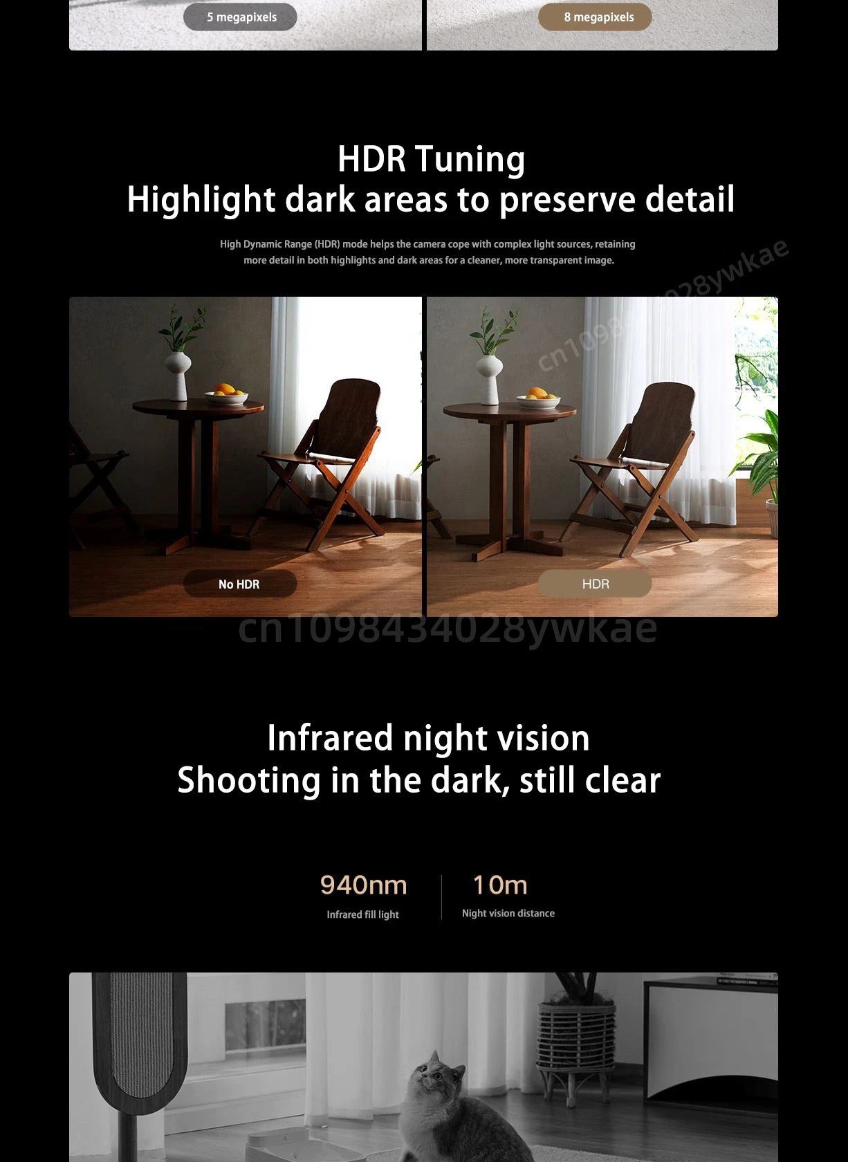 Cámara Inteligente Xiaomi 4 8MP 4K Calidad 360 ° Monitoreo remoto del teléfono de la visión nocturna a todo color de la luz de crucero de Pan Tilt