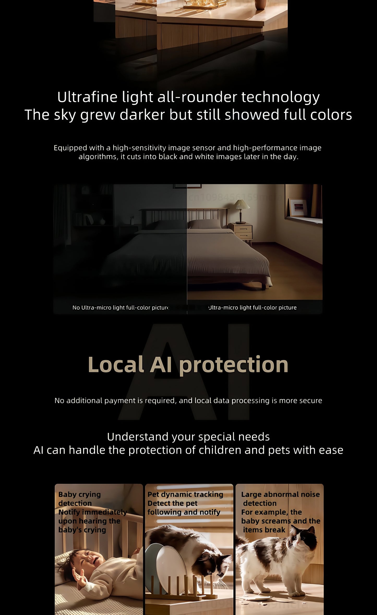 Nueva cámara inteligente Xiaomi C700 8MP 4K Ultra HD de poca luz a todo color detección de llanto de bebé cámara de vigilancia de llamada de voz bidireccional MI