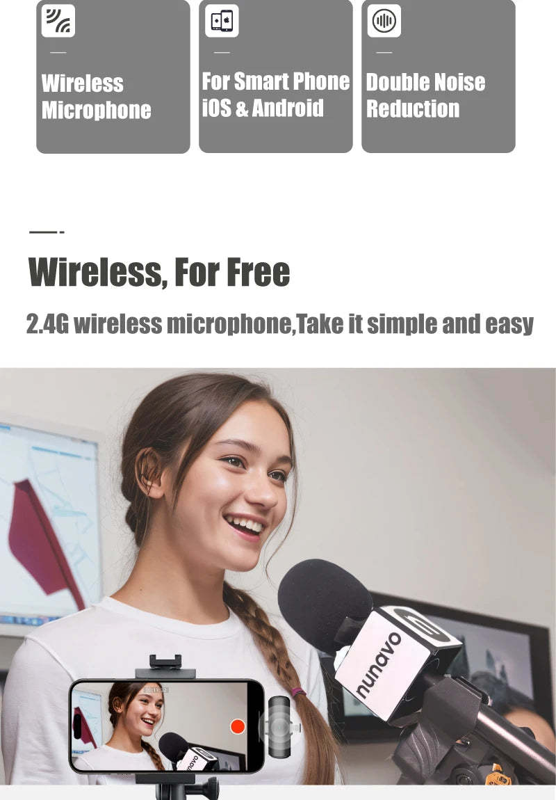 NUNAVO Microfono inalambricos entrevista profesional micrófono inalámbrico micrófono mango adaptador micrófono adaptador de mano teléfono inteligente
