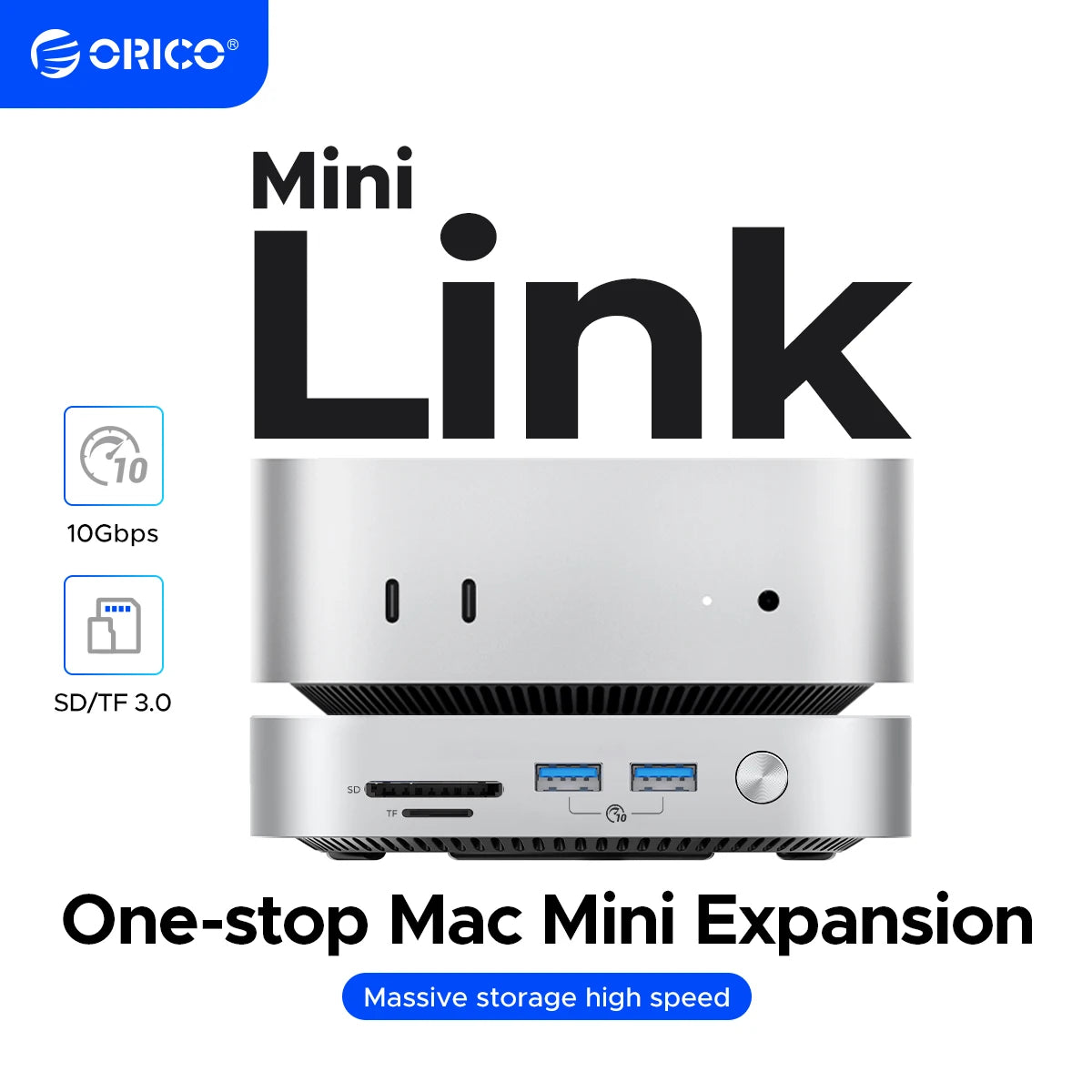 ORICO MiniLink USB C carcasa de disco duro acoplamiento convertidor de interfaz múltiple SD/TF 4,0 transferencia USB4 diseñada para MacMini M4 Dock