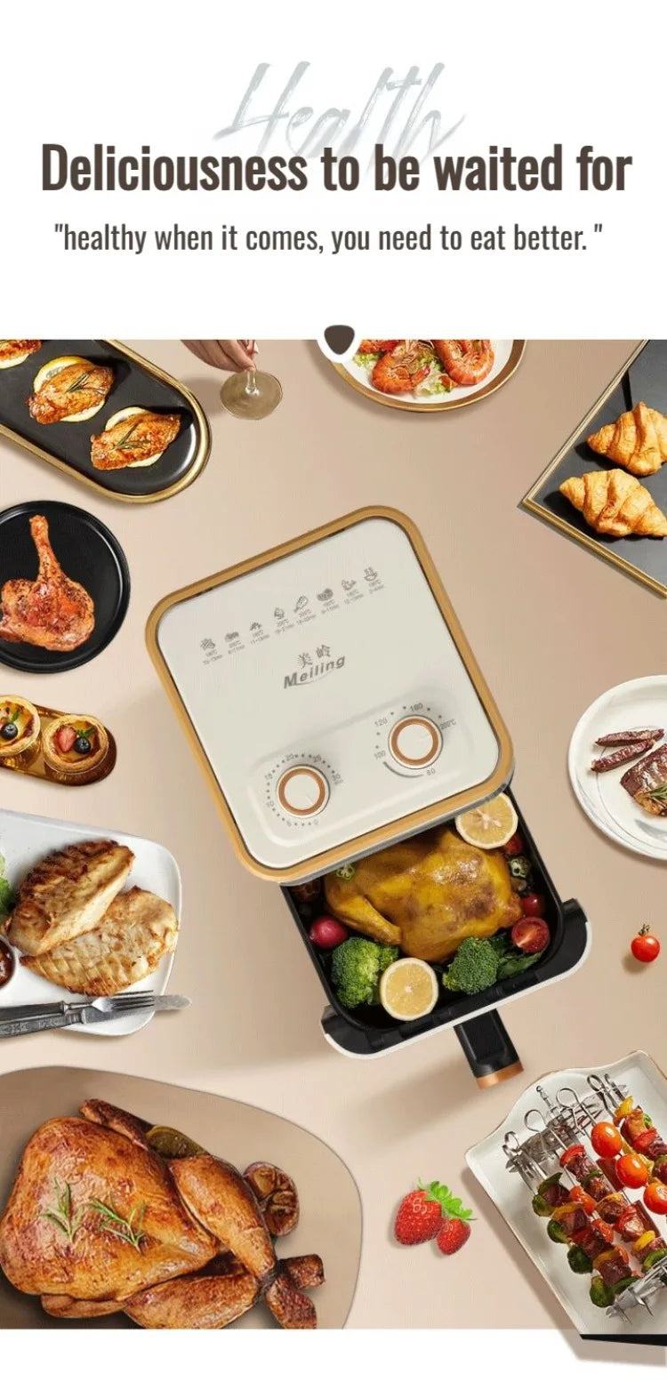 Freidora de aire de 3,2l, freidora eléctrica para cocinar, gran capacidad, máquina para freír francesa inteligente sin aceite, horno, cocina automática 360 ° Hornear