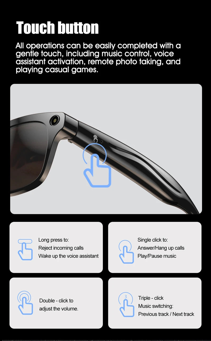Xiaomi 4K HD AI gafas inteligentes con cámara Bluetooth llamada asistente de voz traducción Control táctil reproductor de música gafas impermeables