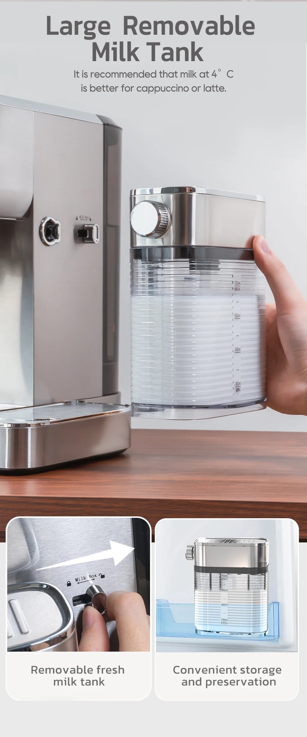 HiBREW-máquina de café expreso semiautomática 3 en 1, capuchino, Latte, espuma de leche automática, café molido, acero inoxidable H13A