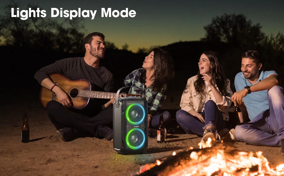 W-KING Altavoces portátiles para fiesta de 80W RMS Boombox inalámbrico Bluetooth/4 controladores (bajo de 2*4,04 pulgadas), altavoz grande con sonido enorme de 105dB