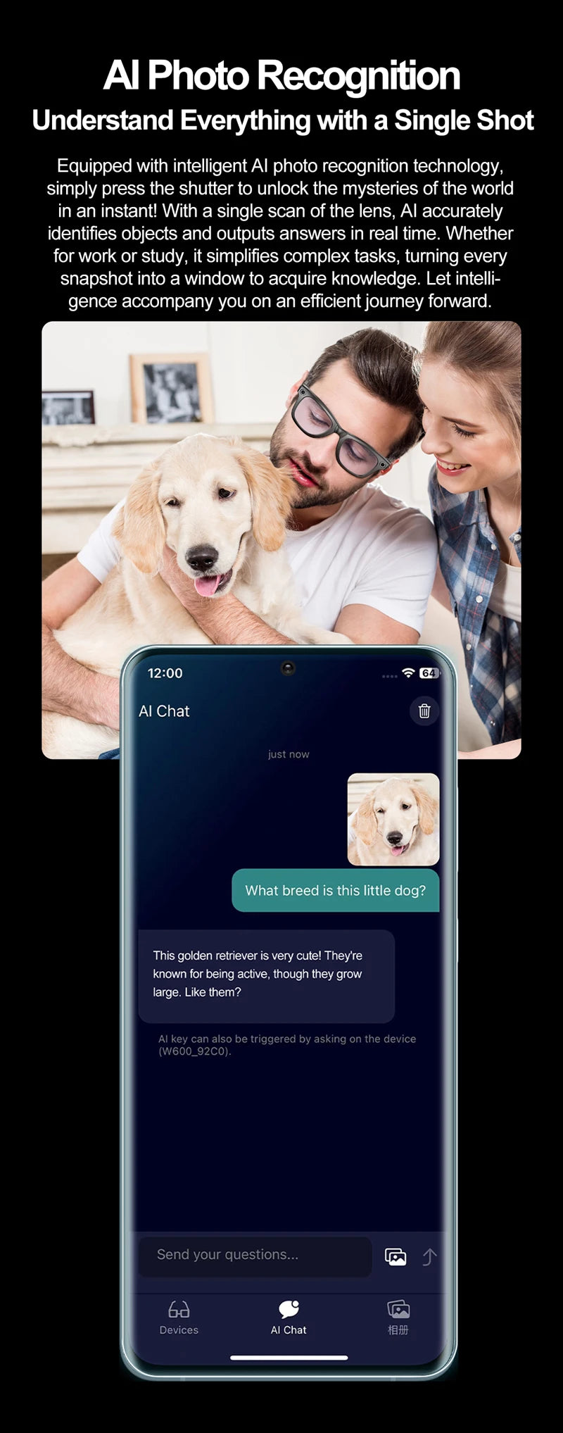 Gafas inteligentes Xiaomi para grabar vídeos, reconocimiento de fotos Ai, traducción de respuesta, batería grande, gafas Bluetooth impermeables Ip65