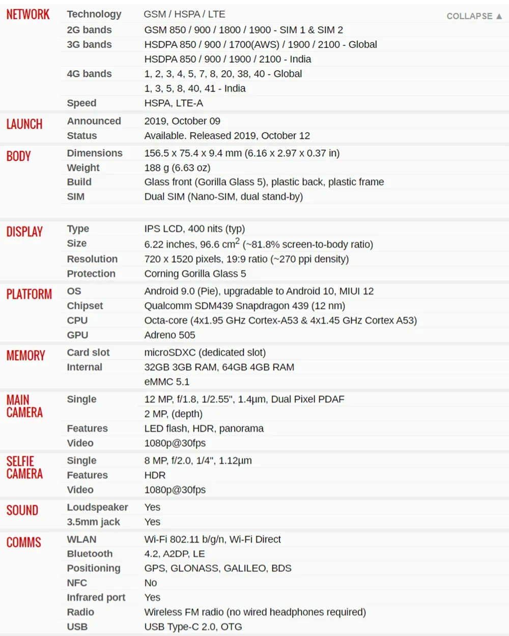 Original Xiaomi Redmi 8 4GB 64GB 4G Smartphone Dual SIM 6,22 ''12MP + 2MP + 8MP 4700 mAh Snapdragon 439 octa-core 4G LTE teléfono móvil