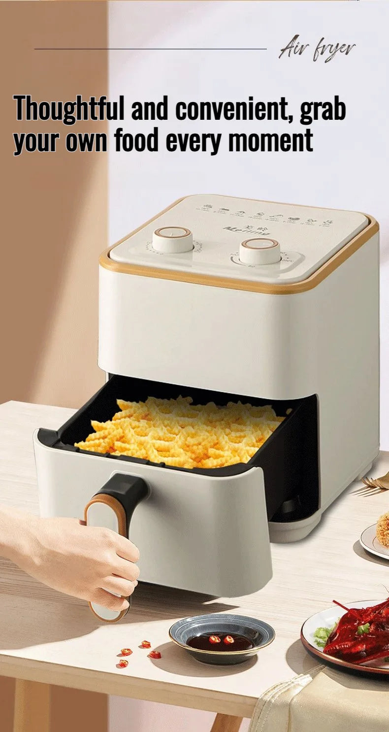 Freidora de aire de 3,2l, freidora eléctrica para cocinar, gran capacidad, máquina para freír francesa inteligente sin aceite, horno, cocina automática 360 ° Hornear