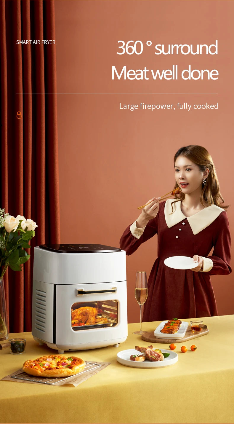 Freidora de aire multifunción sin aceite de 15L, horno doméstico, nueva freidora automática inteligente multifunción de gran capacidad para patatas fritas