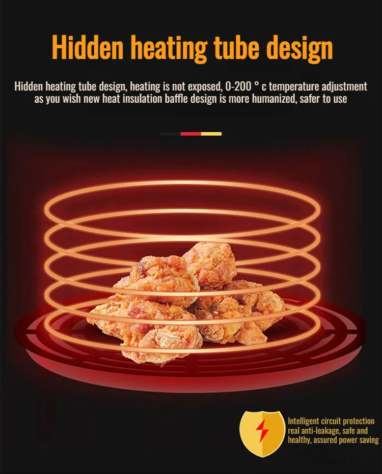 Freidora de aire de 3,2l, freidora eléctrica para cocinar, gran capacidad, máquina para freír francesa inteligente sin aceite, horno, cocina automática 360 ° Hornear