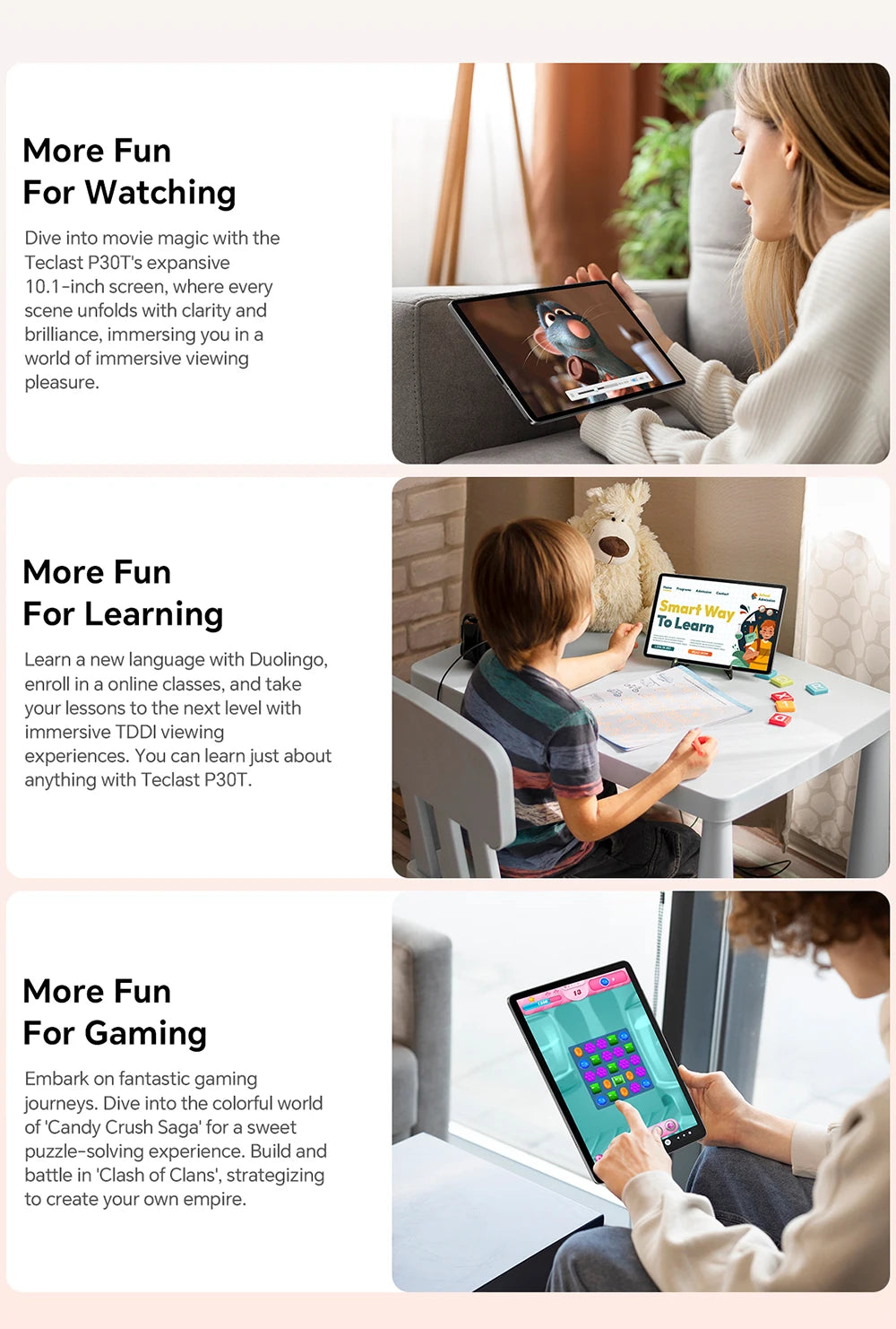 Teclast P30T Tableta, 10,1 pulgadas 1280x800, Android 14, Wi-Fi 6, Unisoc T606 Octa Núcleo, (4GB+6GB)10GB de RAM, 128GB de ROM(Soporte TF 1TB), 5MP+2MP, 6000mAh, Type C, Mali G57