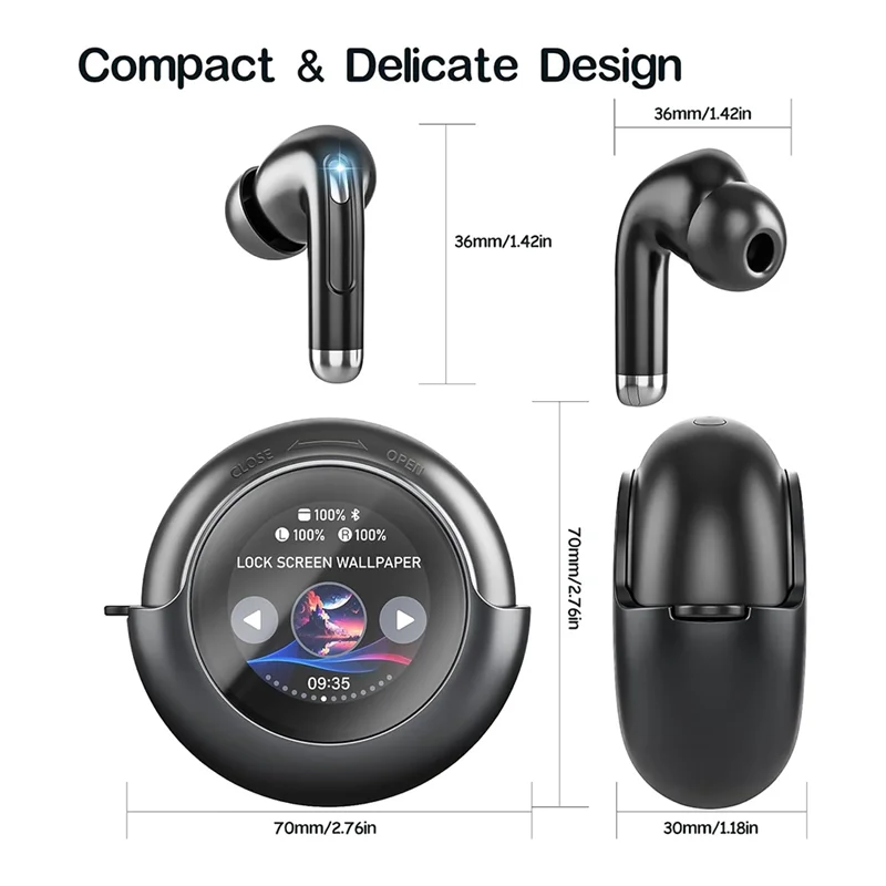 Auriculares inalámbricos AI Bluetooth con pantalla LED, auriculares con reducción de ruido impermeables IPX5 para deportes, correr ¡CALIENTE!