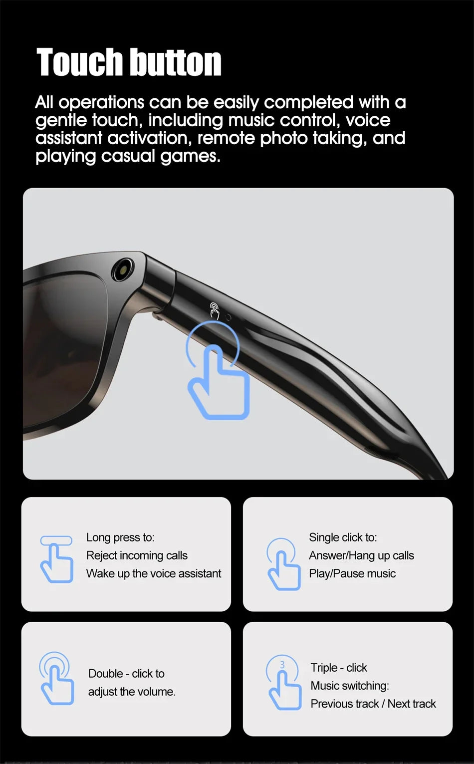 Xiaomi 4K HD AI gafas inteligentes Chat GPT 100MP cámara Bluetooth llamada 260Mah batería asistente de voz Control gafas inteligentes 2025