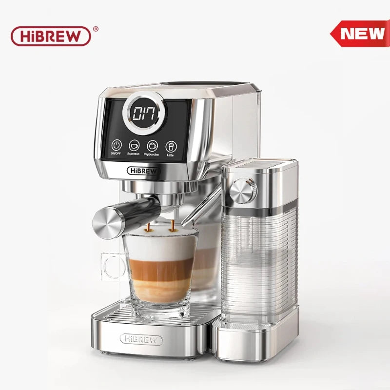 HiBREW-máquina de café expreso semiautomática 3 en 1, capuchino, Latte, espuma de leche automática, café molido, acero inoxidable H13A