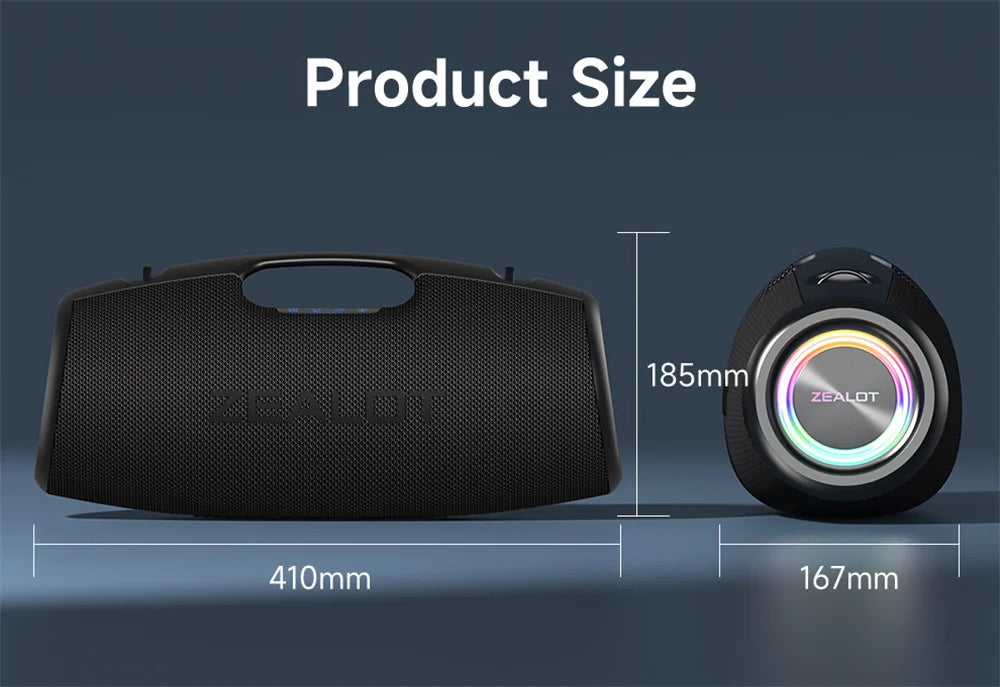ZEALOT-S78 Altavoz Bluetooth portátil de 120W, altavoz para Fiesta al aire libre, altavoz grande, excelente rendimiento de graves, altavoz Hifi