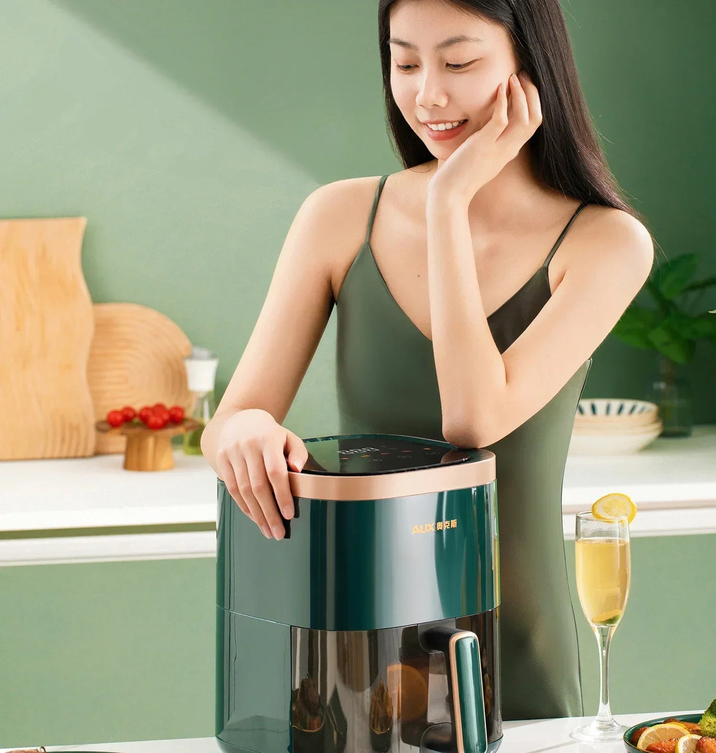 Modelo de freidora de aire AXA de 220 V: horno freidora de aire todo en uno con fritura automática inteligente, multifuncional y sin aceite C
