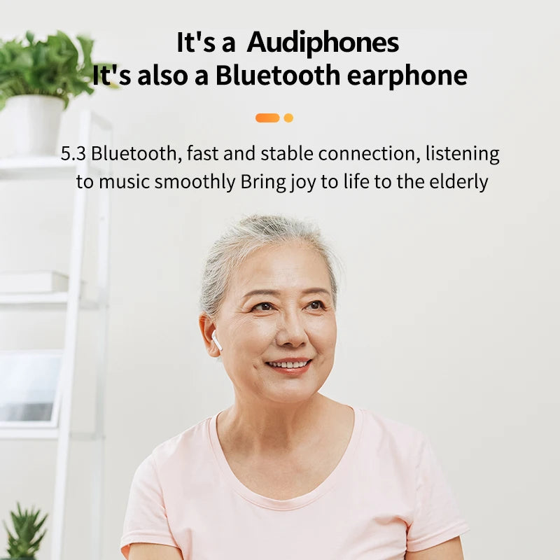 2025 Nuevos auriculares Bluetooth de escucha auxiliar inteligente Auriculares intrauditivos portátiles recargables con reducción de ruido Regalos para personas mayores