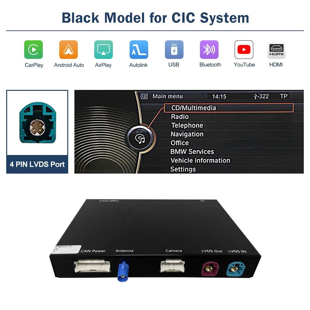 Android inalámbrico para coche BMW X3 X4 Series F25 F26 F01 CIC NBT EVO 2011-2020 interfaz Carplay enlace de espejo Air Play