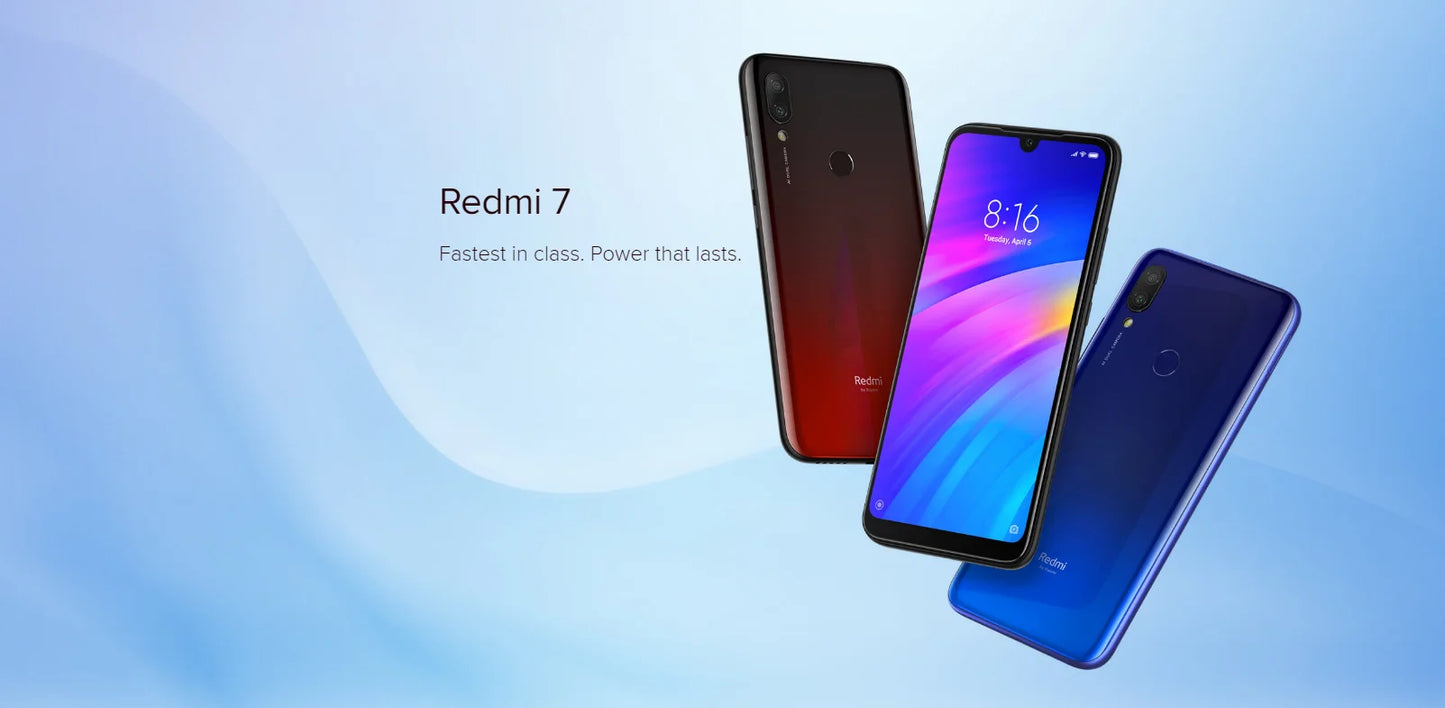 Teléfono móvil Xiaomi Redmi 7 con funda para teléfono, teléfono móvil Dual SIM Solt, teléfono móvil Android, cámara Dual, teléfono usado