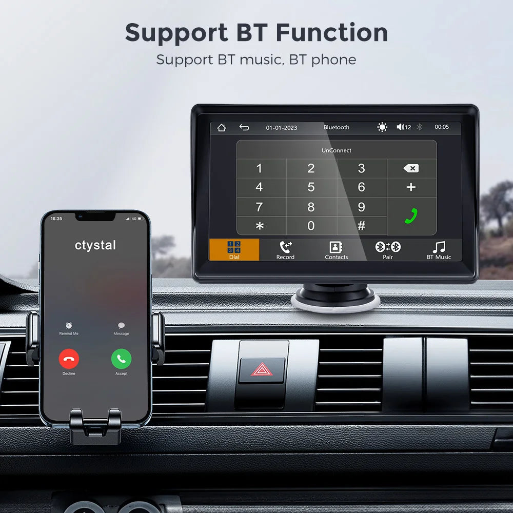 Reproductor Multimedia estéreo portátil para coche, Radio inalámbrica con Android, 7 pulgadas, transmisor FM, BT, WiFi, AUX, pantalla USB