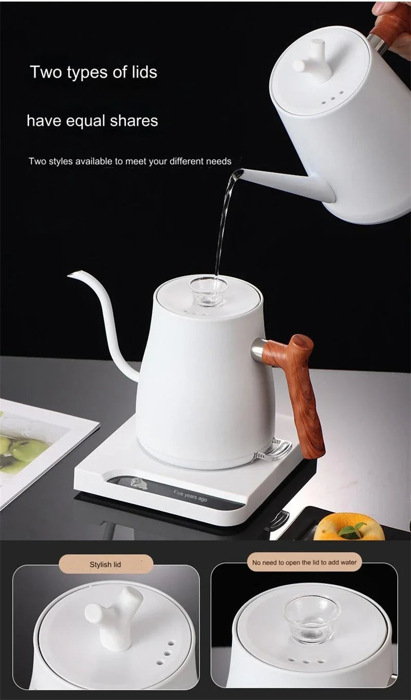 Hervidor eléctrico inteligente de temperatura constante de 1000W, cafetera hecha a mano, olla con cuello de cisne utilizada para preparar leche en polvo