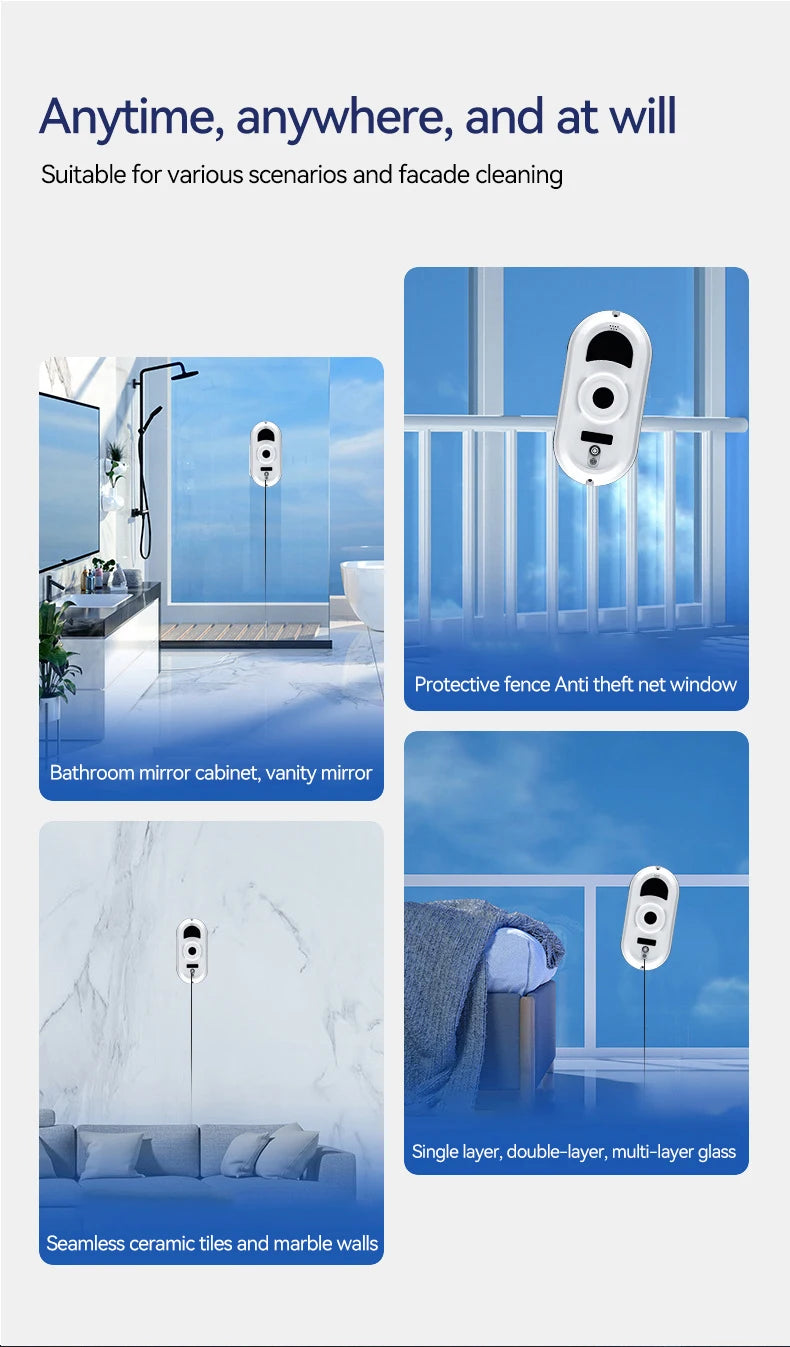 DIVEDEER-Robot de limpieza de ventanas sin pulverización de agua, máquina de limpieza con Control remoto inalámbrico de vidrio de succión inteligente anticaída