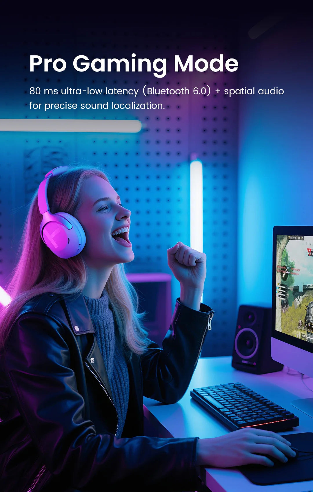 HAYLOU S40 ANC auriculares inalámbricos 50dB cancelación de ruido auriculares de Audio espacial 3D de alta resolución con LDAC Bluetooth 6,0 auriculares sobre la oreja