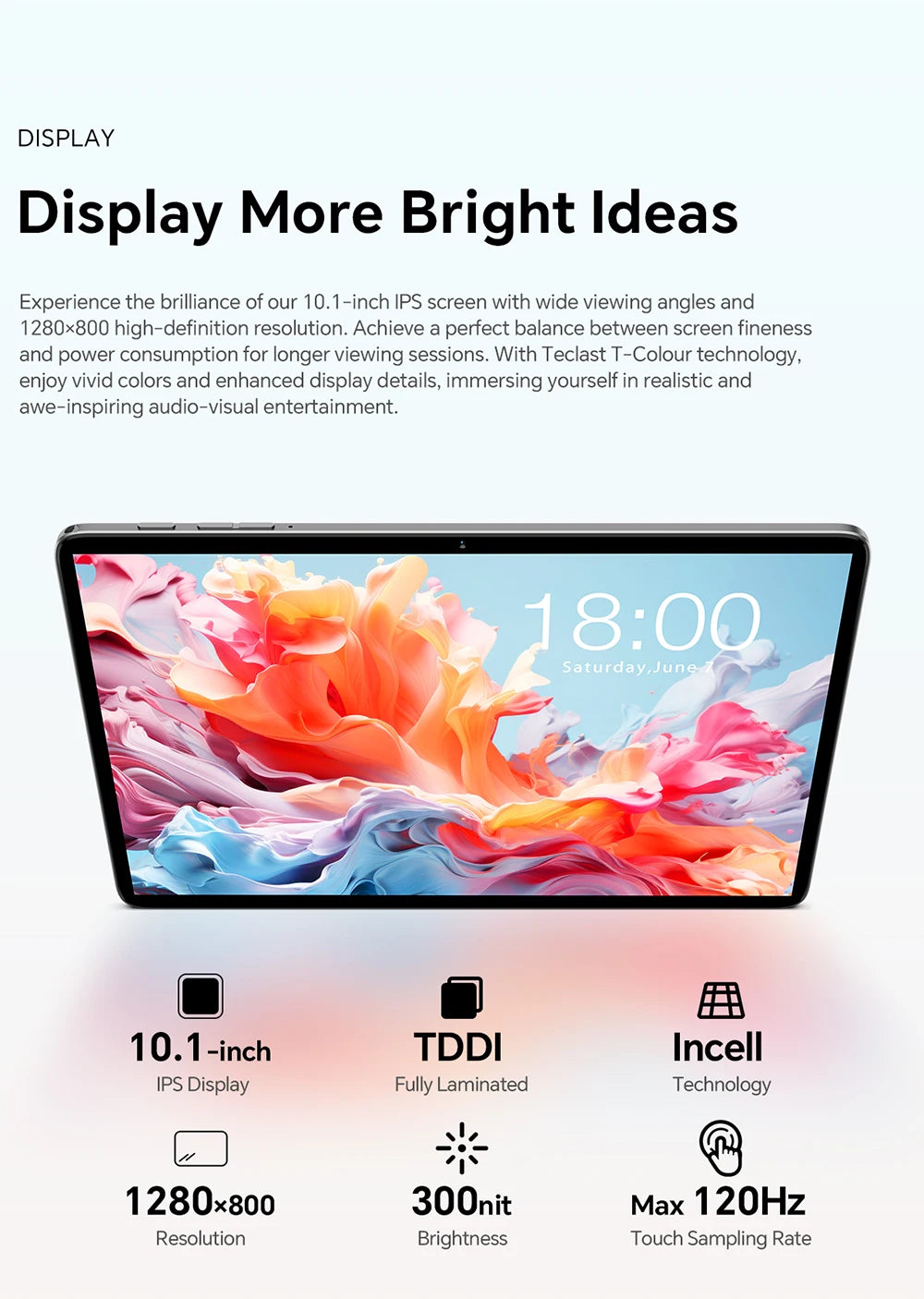 Teclast P30T Tableta, 10,1 pulgadas 1280x800, Android 14, Wi-Fi 6, Unisoc T606 Octa Núcleo, (4GB+6GB)10GB de RAM, 128GB de ROM(Soporte TF 1TB), 5MP+2MP, 6000mAh, Type C, Mali G57