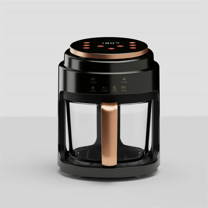 Freidora de aire eléctrica Visual sin aceite, multifuncional, automática, para el hogar, hornear a 360 °, pantalla táctil LED, Air vie