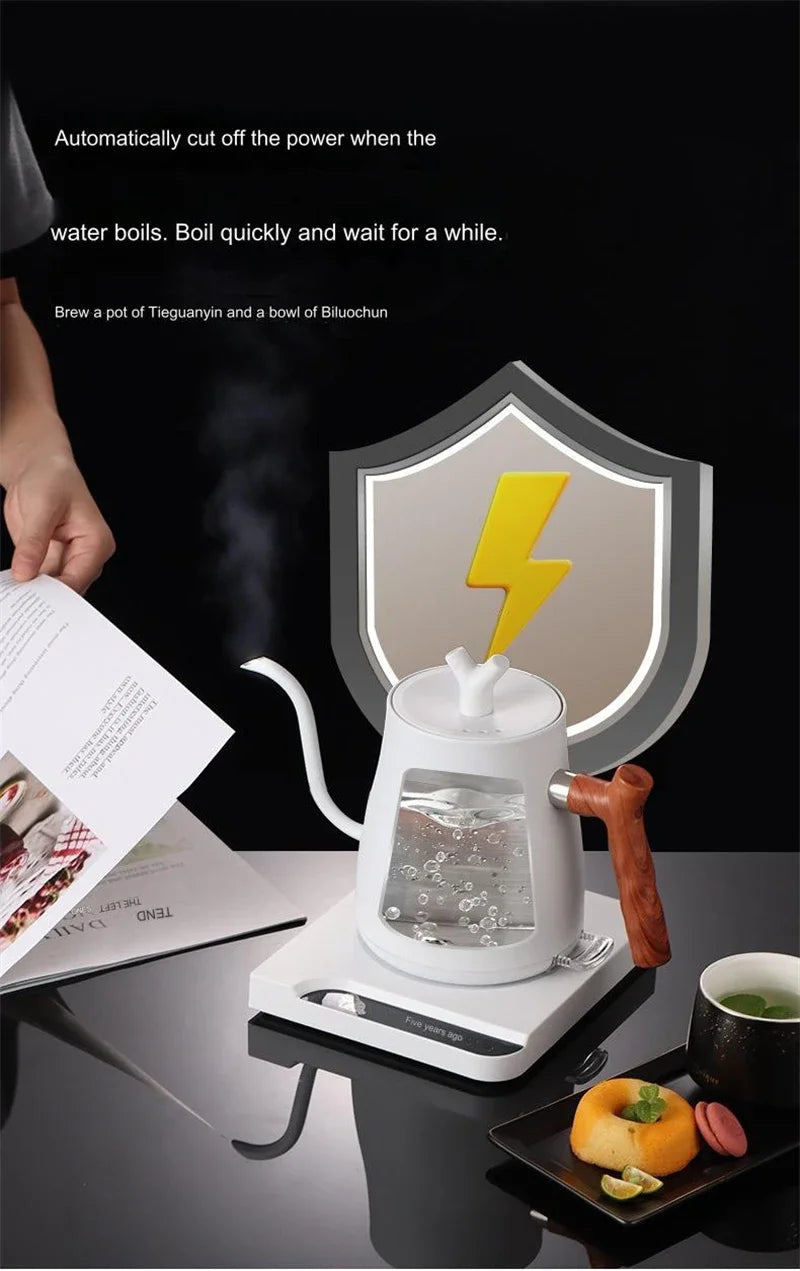 Hervidor eléctrico inteligente de temperatura constante de 1000W, cafetera hecha a mano, olla con cuello de cisne utilizada para preparar leche en polvo