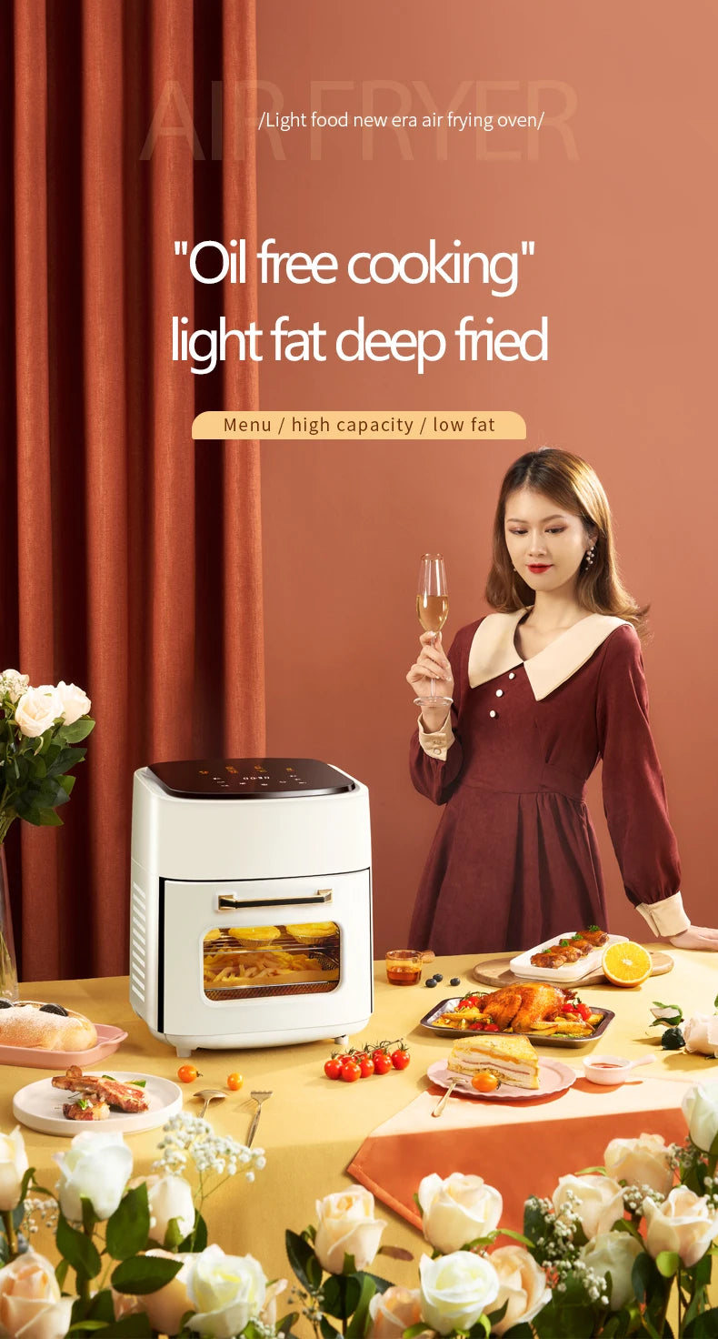 Freidora de aire multifunción sin aceite de 15L, horno doméstico, nueva freidora automática inteligente multifunción de gran capacidad para patatas fritas