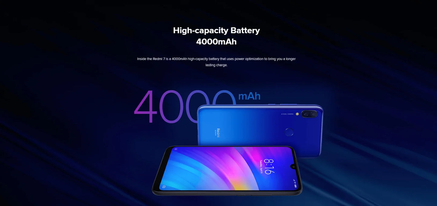 Teléfono móvil Xiaomi Redmi 7 con funda para teléfono, teléfono móvil Dual SIM Solt, teléfono móvil Android, cámara Dual, teléfono usado