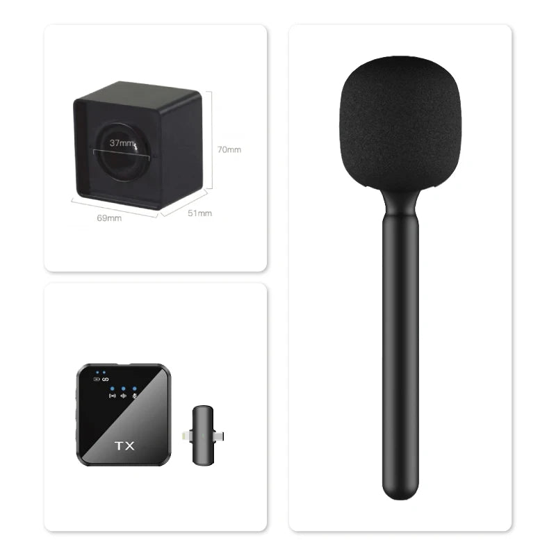 NUNAVO Microfono inalambricos entrevista profesional micrófono inalámbrico micrófono mango adaptador micrófono adaptador de mano teléfono inteligente